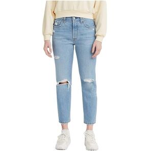 Levi’s 501 Premium Denim High Rise Crop Distressed Light Wash W29 L26